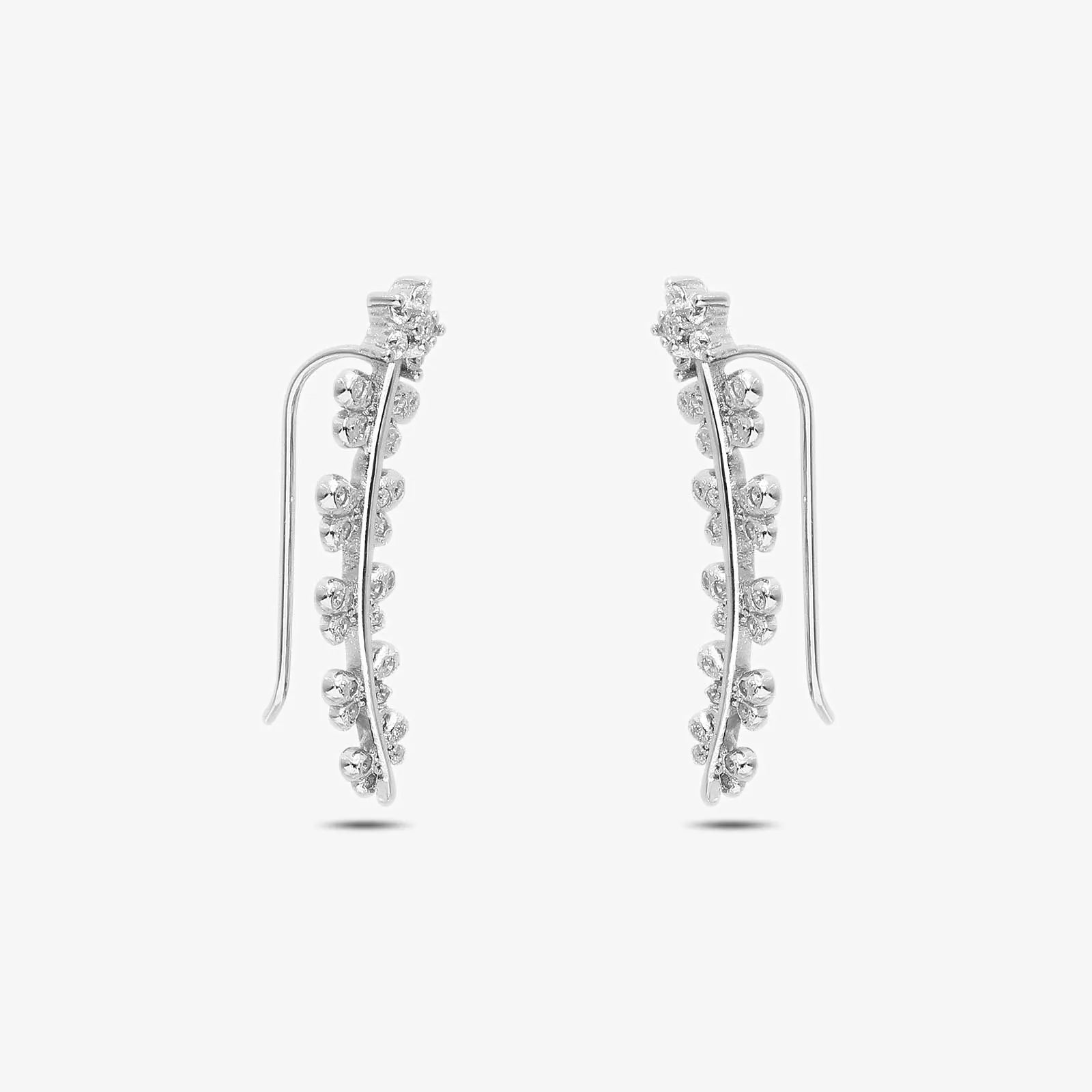 White Butterfly Silver Cuff Earrings - Tweov Jewels