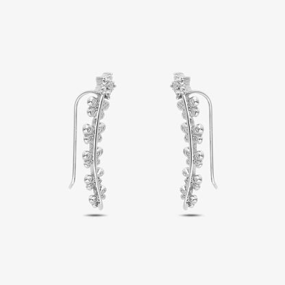 White Butterfly Silver Cuff Earrings - Tweov Jewels
