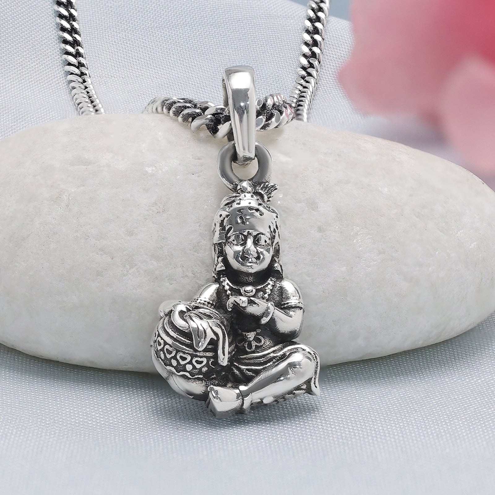 Oxidized Silver Bal Roop Krishna Pendant