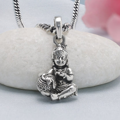 Oxidized Silver Bal Roop Krishna Pendant
