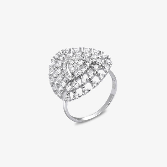 Silver CZ Cluster Ring for Women - Tweov Jewels