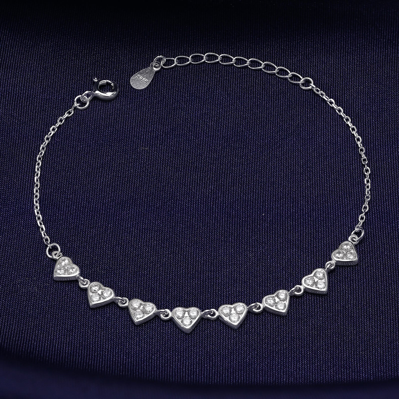 Silver Small Heart Charm Bracelet