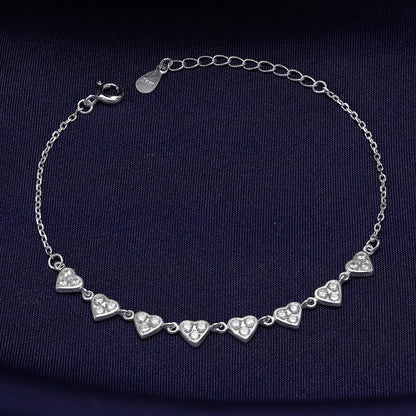 Silver Small Heart Charm Bracelet