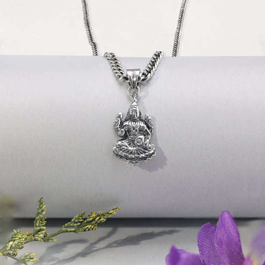 Pure Silver Lakshmi Maa Pendant Chain