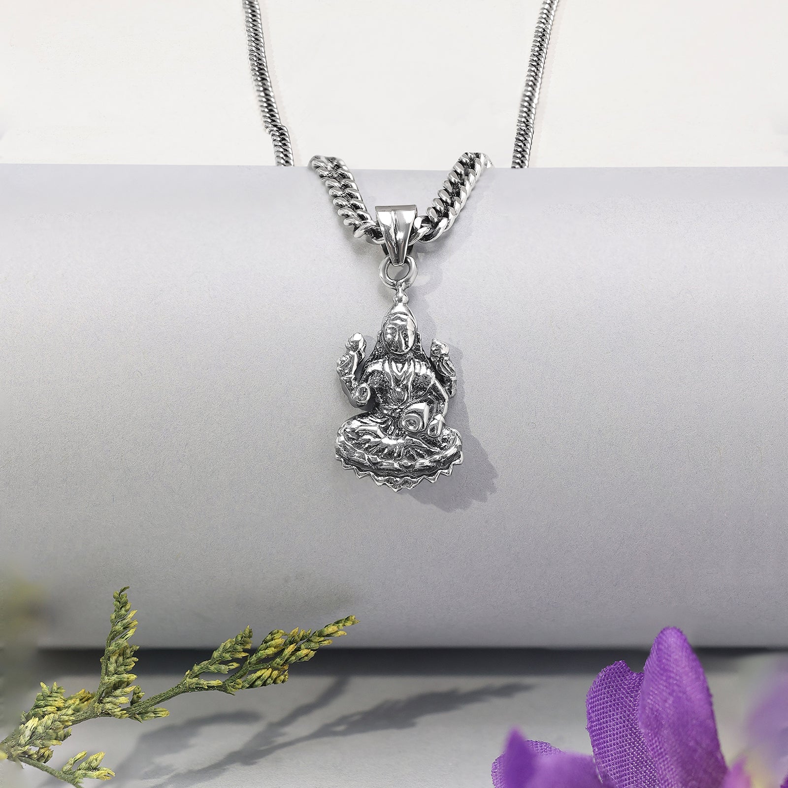 Pure Silver Lakshmi Maa Pendant Chain