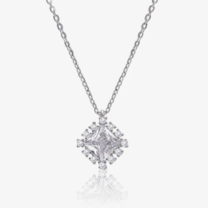 Radiant Square Halo Pendant Necklace