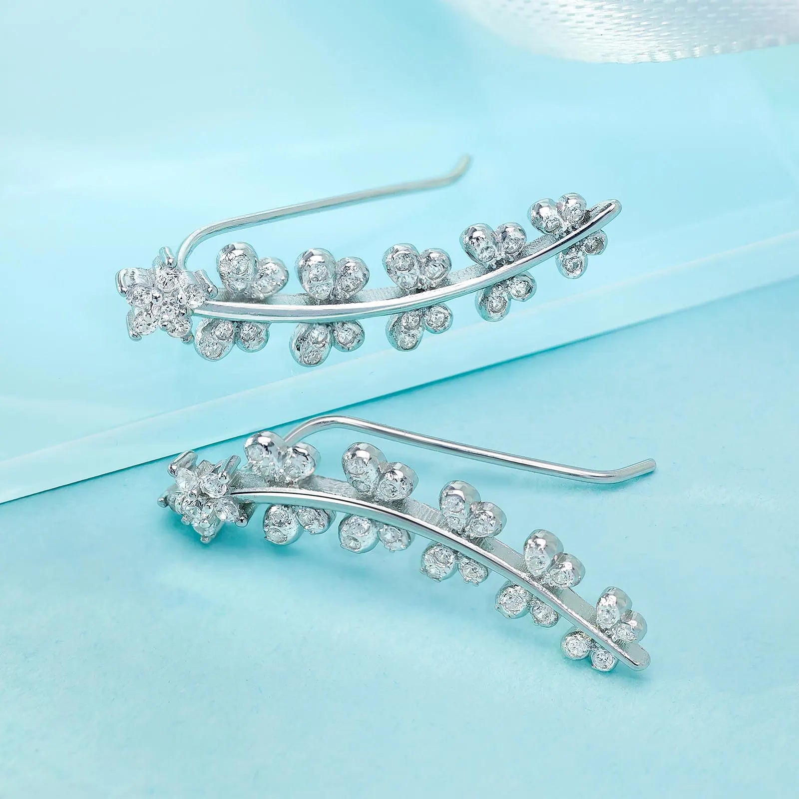White Butterfly Silver Cuff Earrings - Tweov Jewels