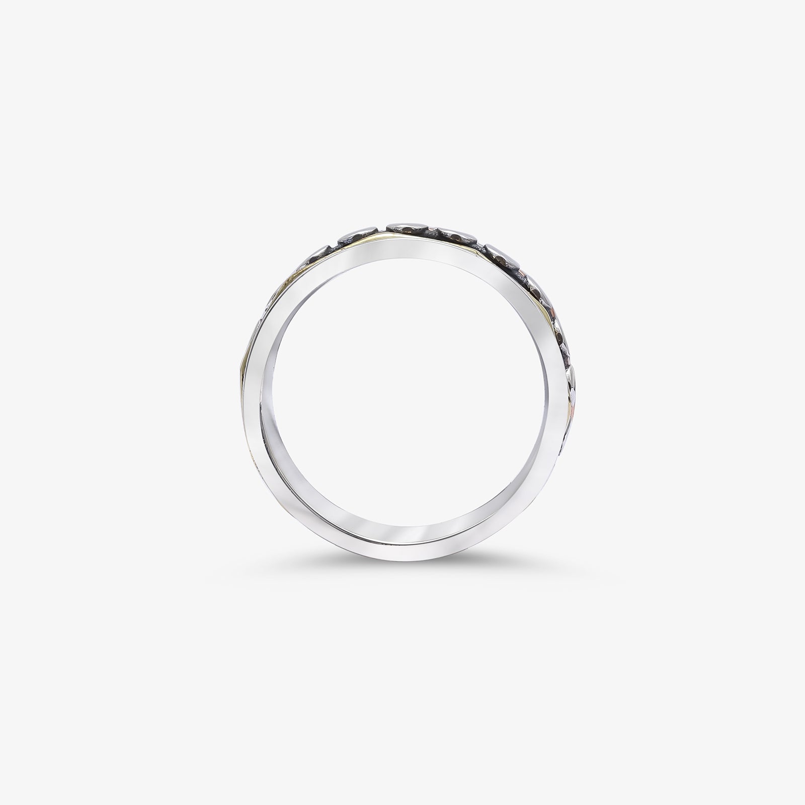 Multitoned Design Silver Band Ring
