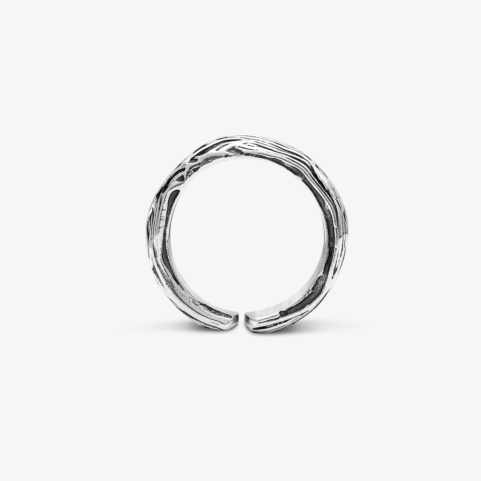 Adjustable Silver Textured Band Ring