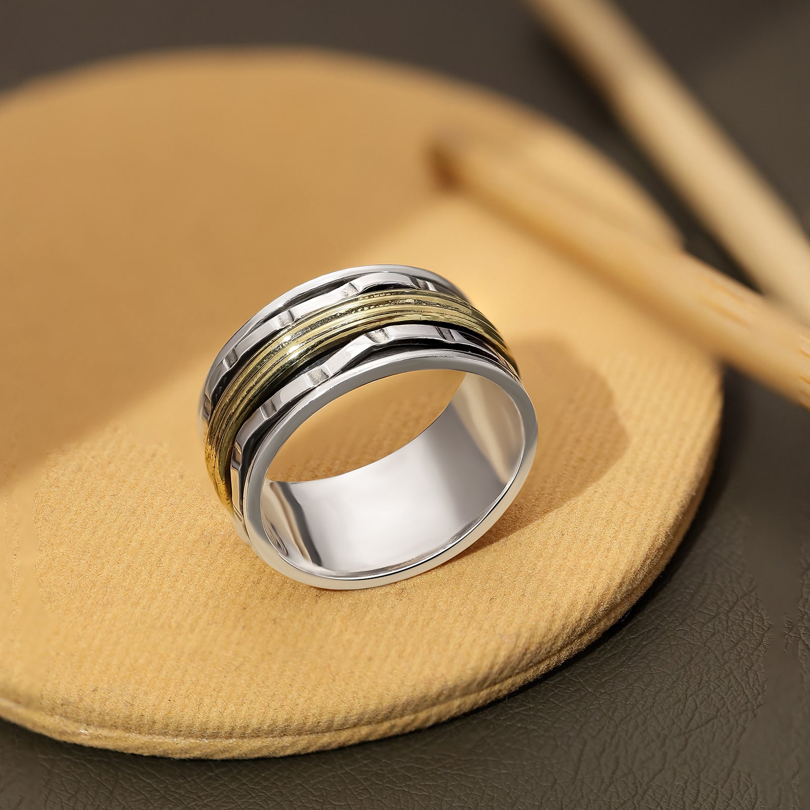 Two Tone Silver Band Ring