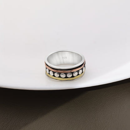 Multitoned Design Silver Band Ring