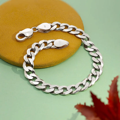 Cuban Design Silver Chain Bracelet
