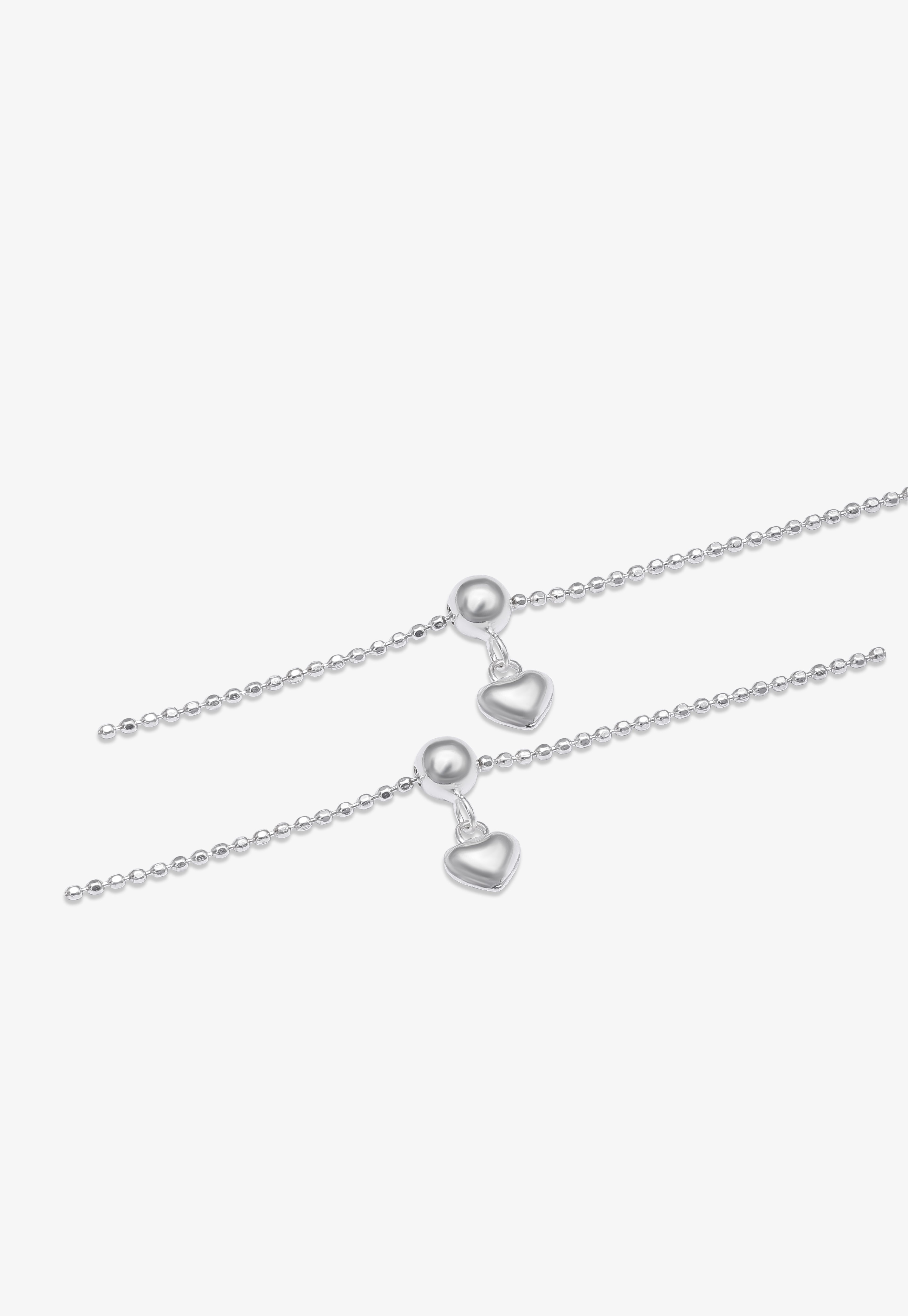 Silver Heart Ball Chain Anklet