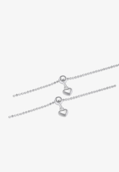 Silver Heart Ball Chain Anklet