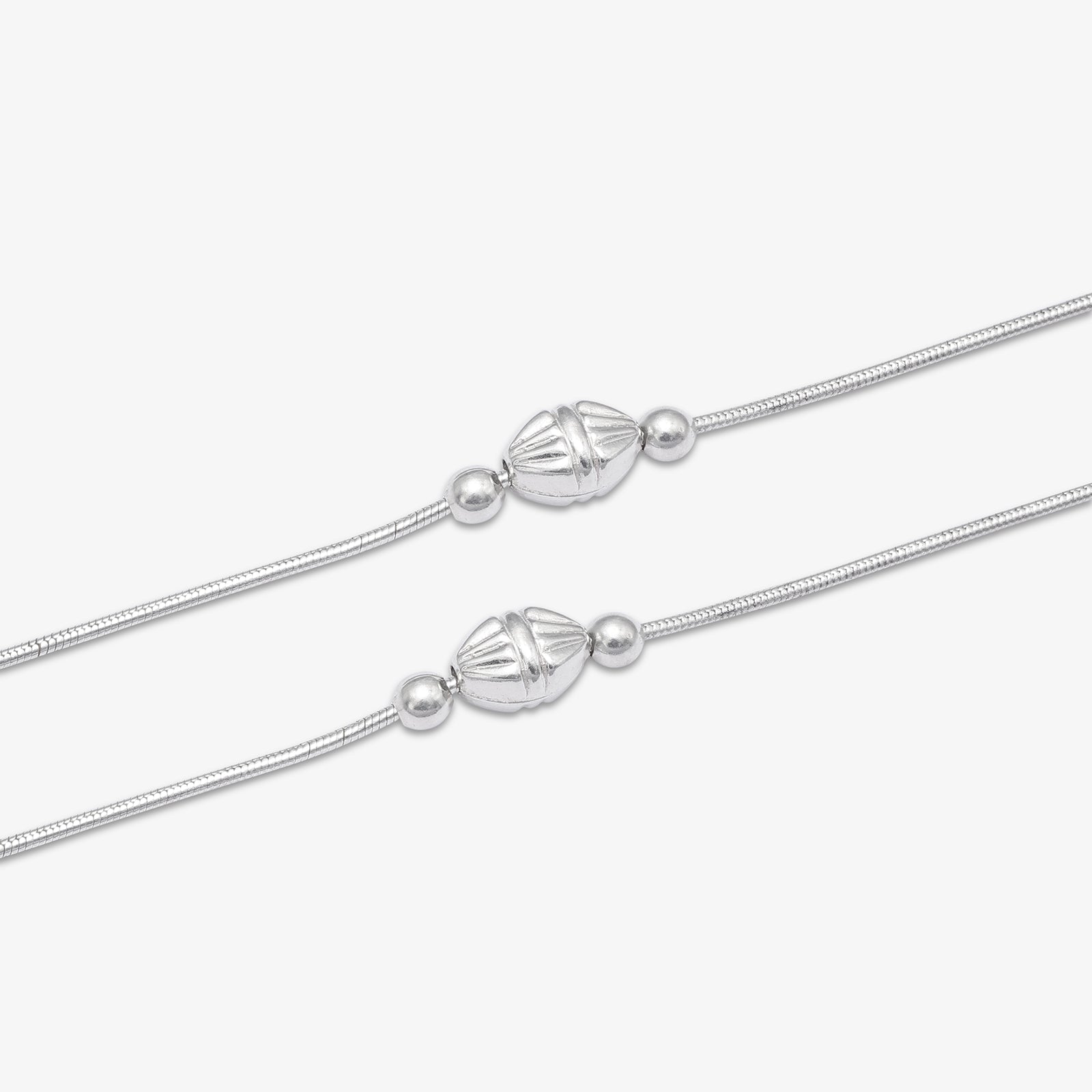 Ball Motif Design Silver Anklets