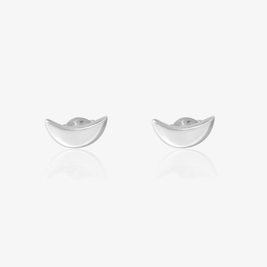 Half Moon Silver Stud Earrings