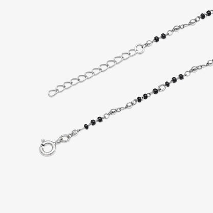 Cz Infinity Black Bead Silver Anklet