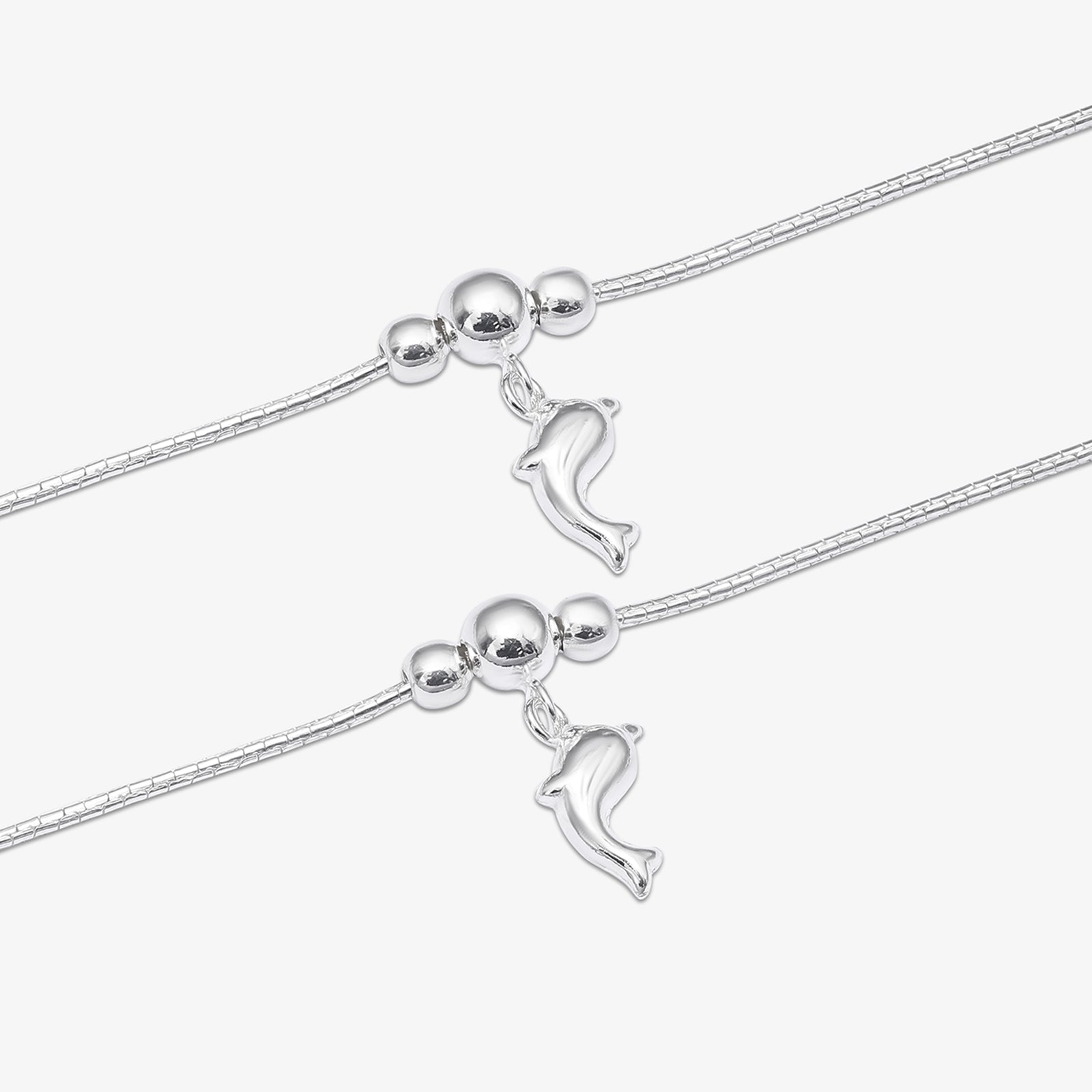 Pure Silver Anklets - Ocean Breeze Dolphin Allure