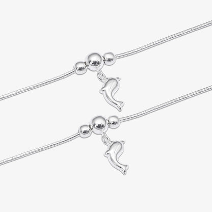 Pure Silver Anklets - Ocean Breeze Dolphin Allure