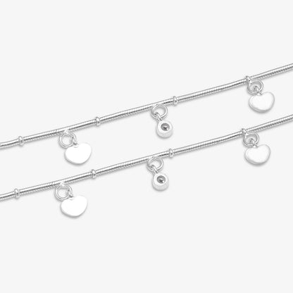 Heart Charm Silver Anklet