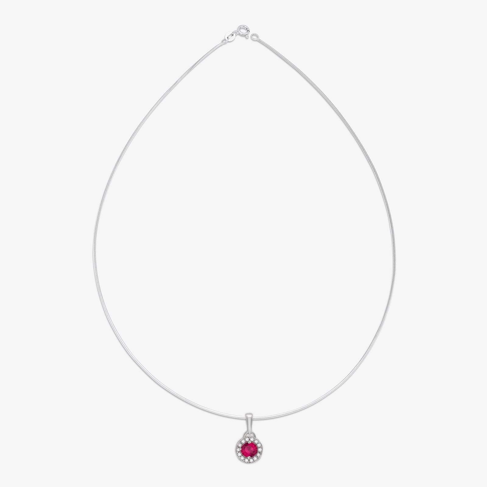 Ruby Red CZ Pendant Chain For Women – 925 Sterling Silver Rhodium Plated