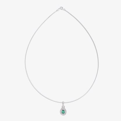 Emerald Pear Cut CZ Pendant Chain For Women – 925 Sterling Silver Rhodium Plated