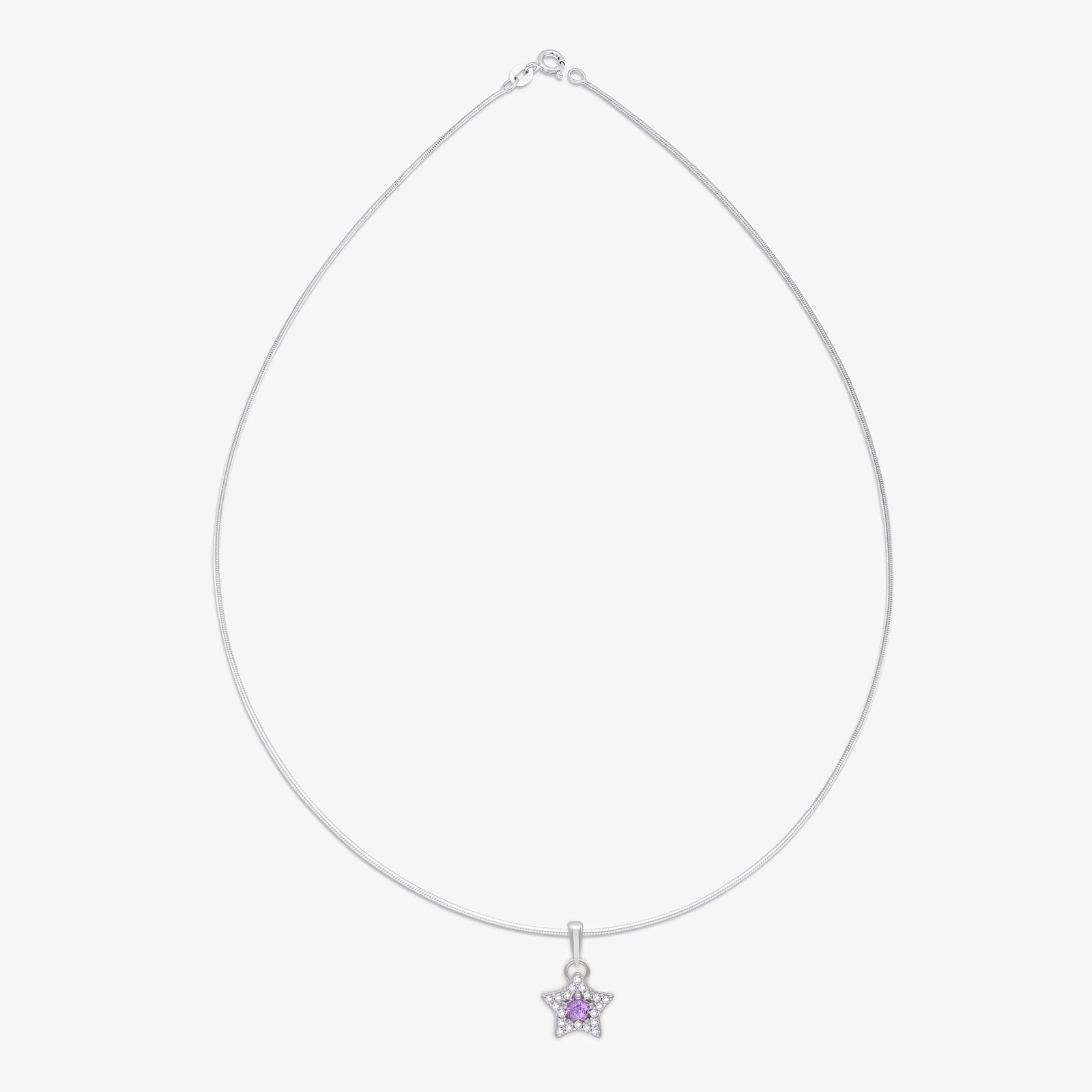 Purple Star CZ Pendant Chain For Women – 925 Sterling Silver Rhodium Plated