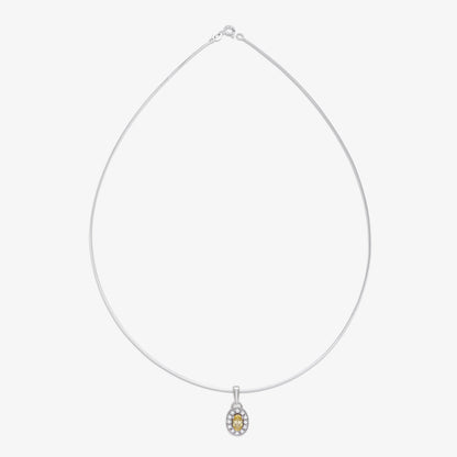 Yellow Oval Cut CZ Pendant Chain For Women – 925 Sterling Silver Rhodium Plated