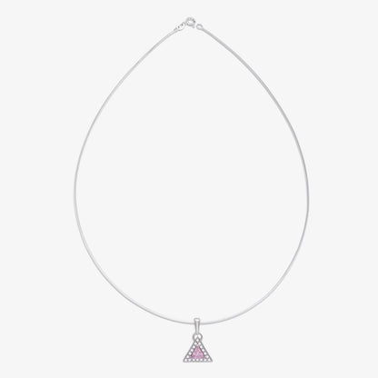 Pink Trillion Cut Pendant Chain For Women – 925 Sterling Silver Rhodium Plated