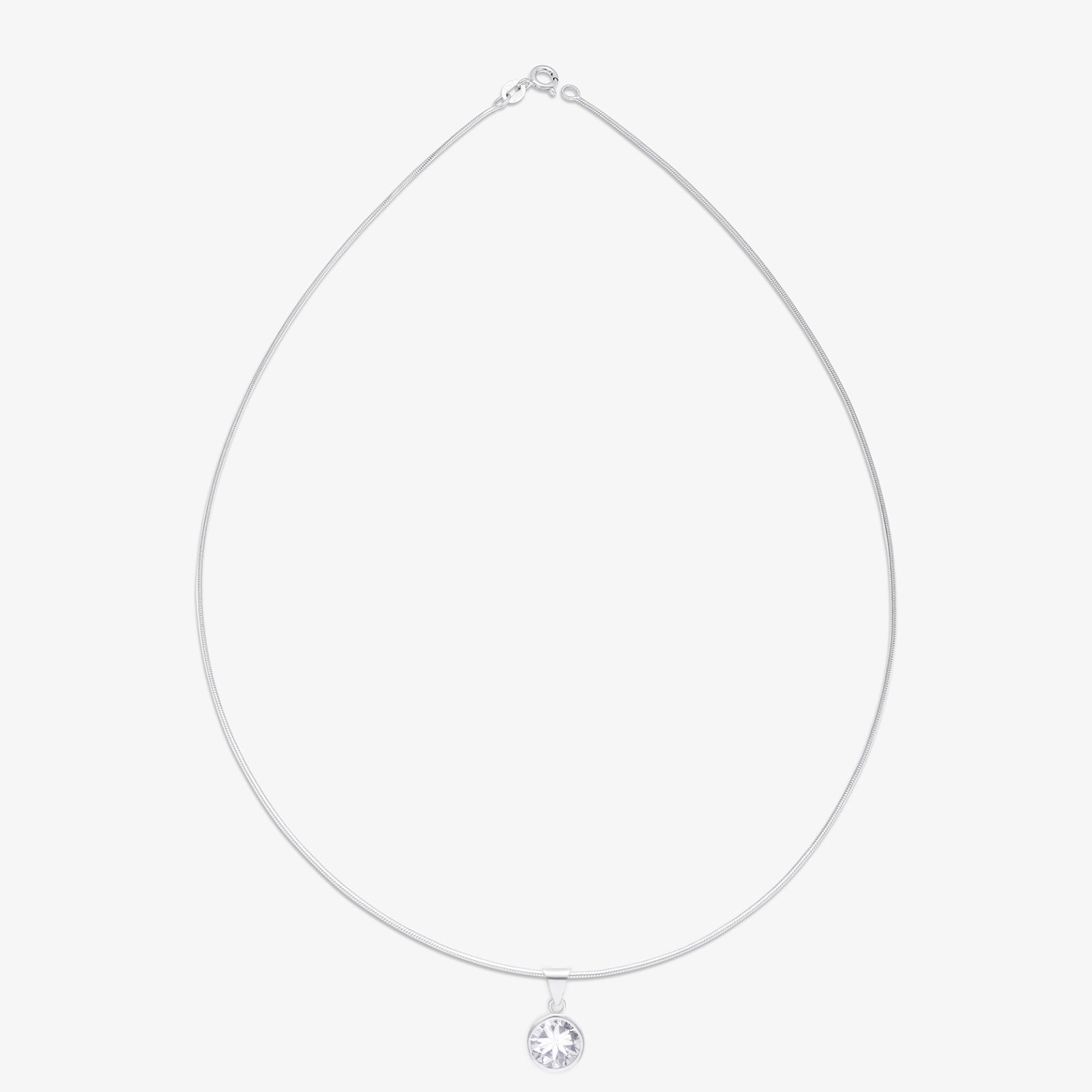 CZ Solitaire Pendant Chain For Women – 925 Sterling Silver Rhodium Plated