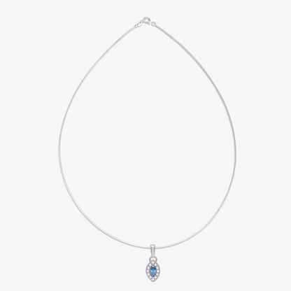 Blue Marquise Pendant Chain For Women – 925 Sterling Silver Rhodium Plated