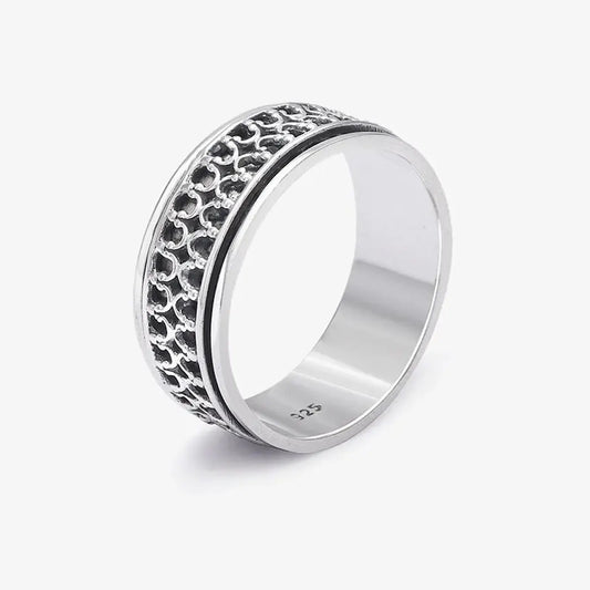 Oxidized Silver Designer Band Ring - Tweov Jewels