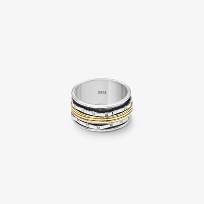 Two Tone Silver Band Ring