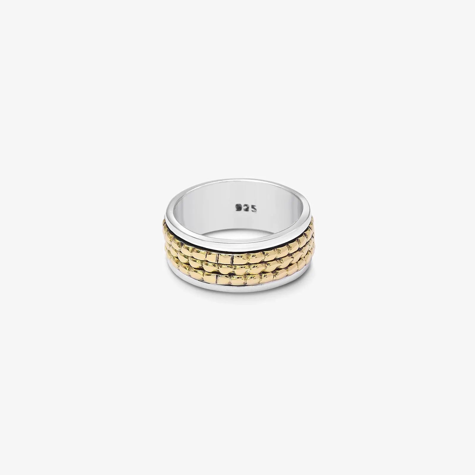 Gold Plated Textured Silver Ring - Tweov Jewels