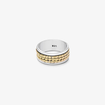 Gold Plated Textured Silver Ring - Tweov Jewels
