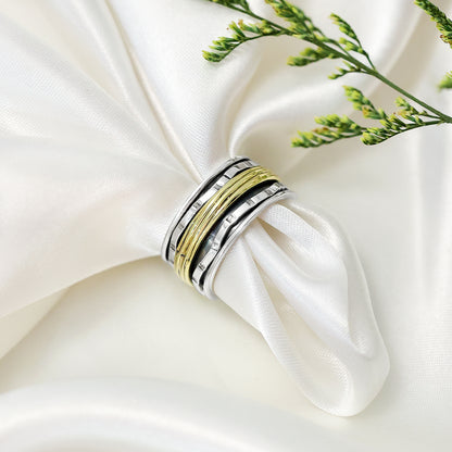 Two Tone Silver Band Ring
