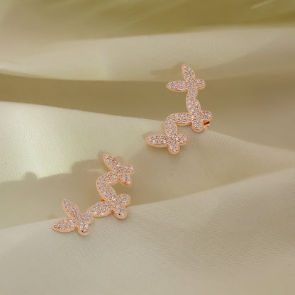 Rose Gold Butterfly Design Silver Earrings for Women - Tweov Jewels