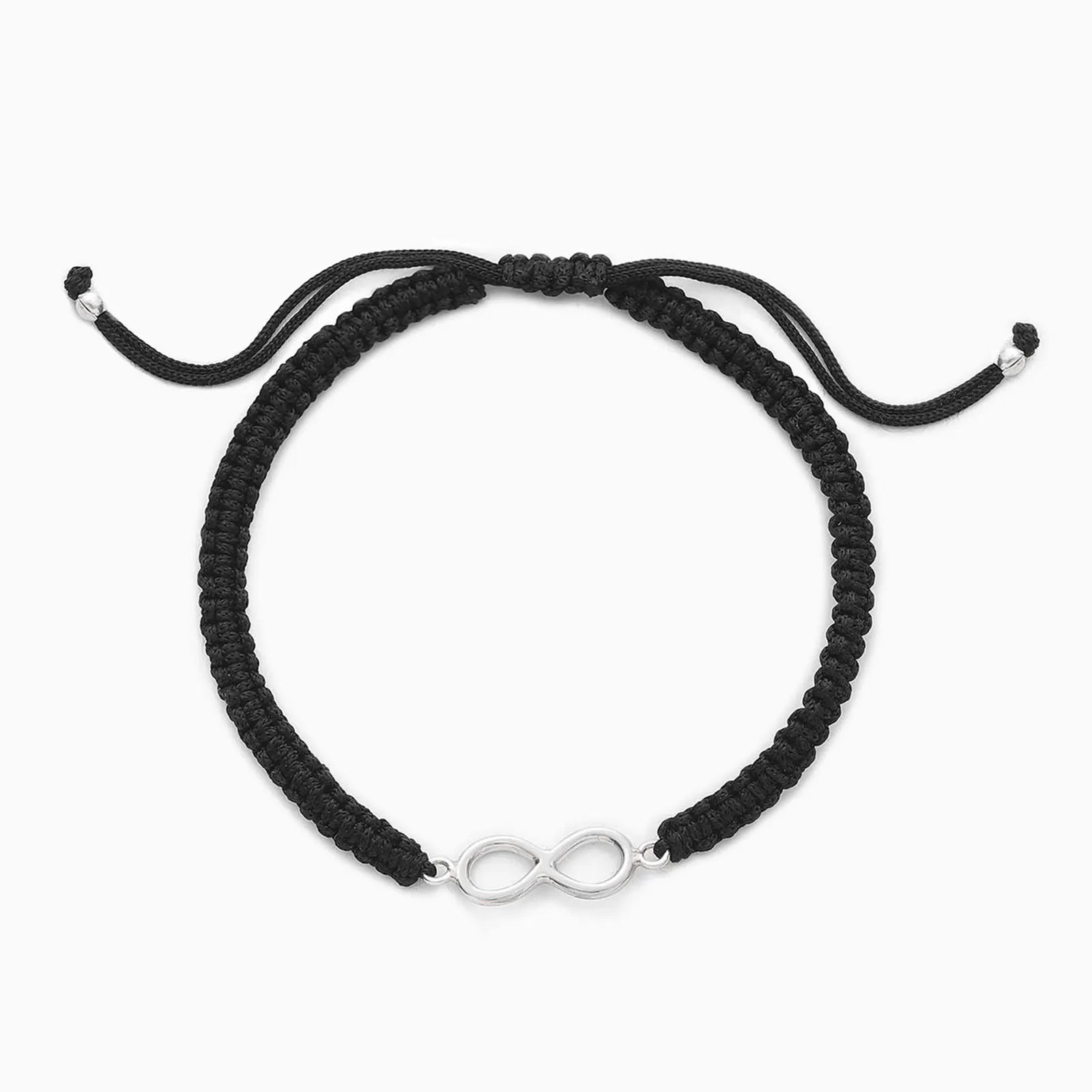 Silver Infinity Black Thread Anklet - Tweov Jewels