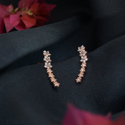 Rose Gold Silver Floral Star Ear Cuffs for Women - Tweov Jewels