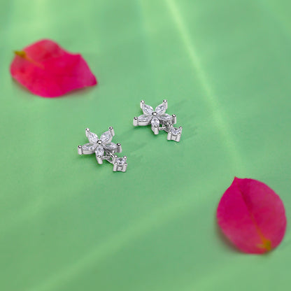 Flower Design Silver Stud Earrings for Women - Tweov Jewels