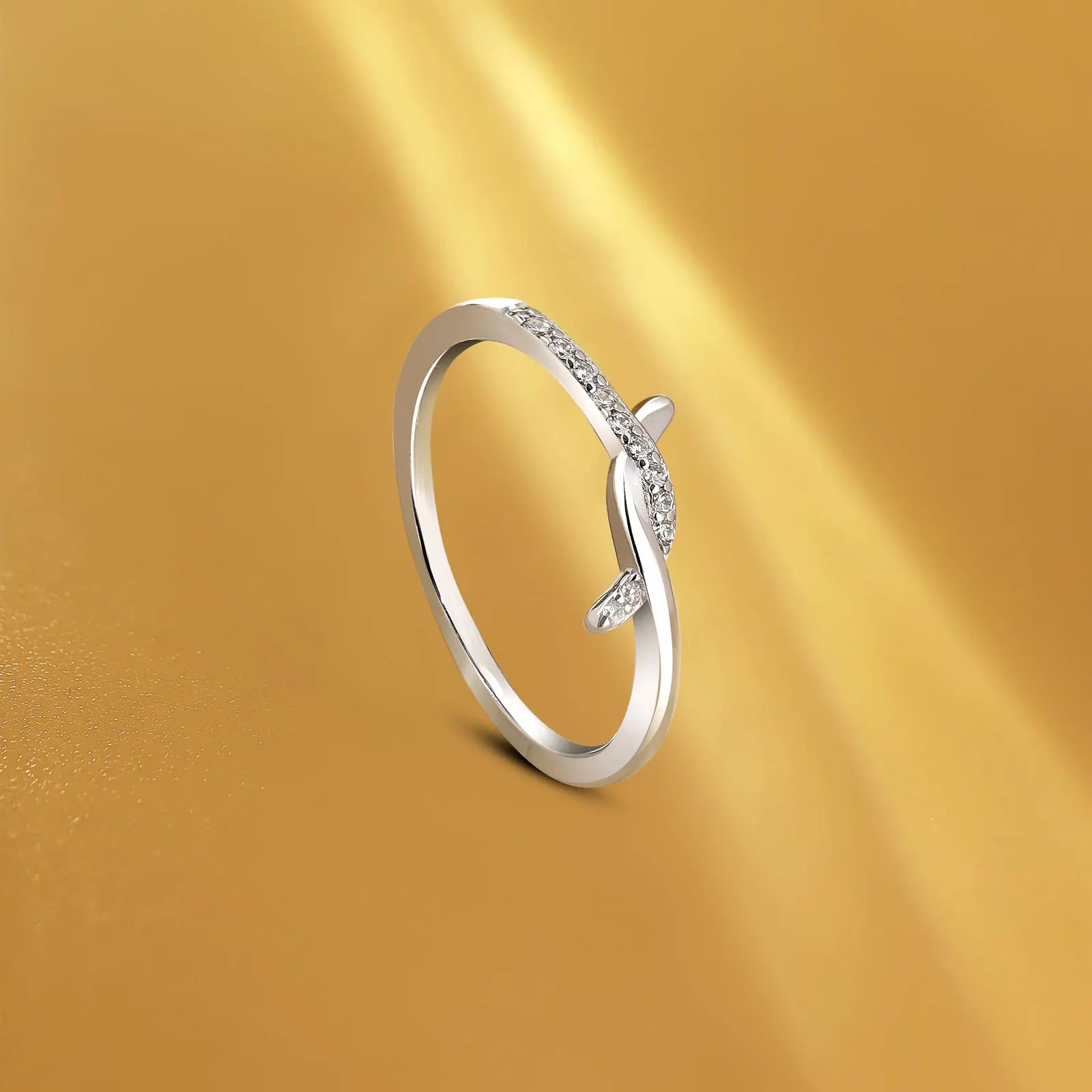 CZ Studded Silver Knot Finger Ring for Women - Tweov Jewels