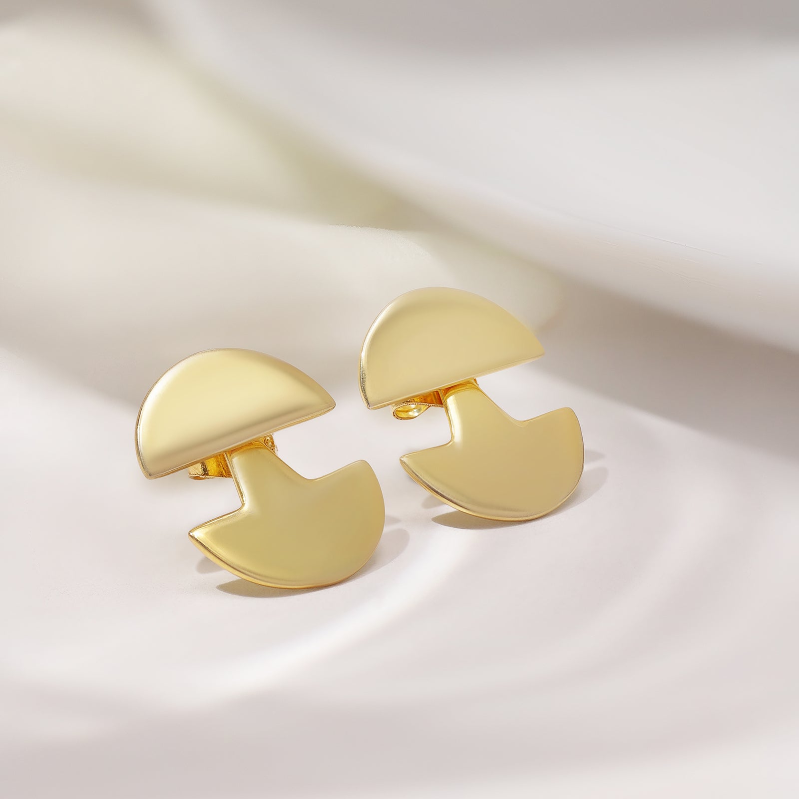 Gold Plated Moon Shaped Silver Earrings