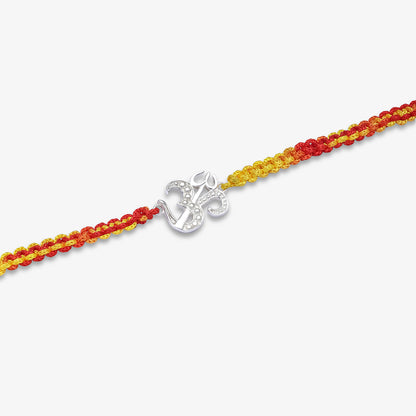 Silver Om Trishul Rakhi for Brother - Tweov Jewels