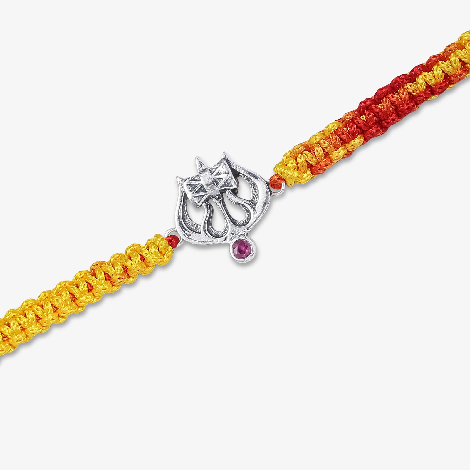 Silver Damru Trishul Rakhi for Brother - Tweov Jewels