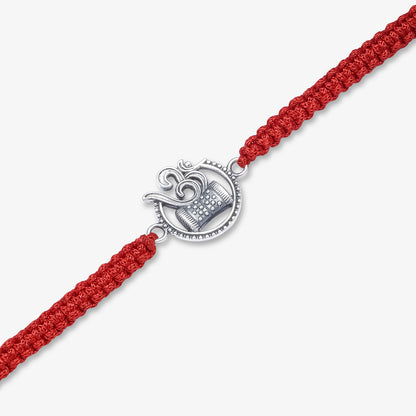 Oxidized Silver Circular Om Damru Rakhi for Brother - Tweov Jewels