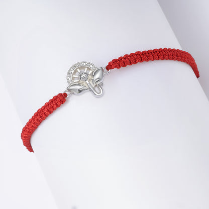 Ganesha CZ Silver Rakhi for Brother - Tweov Jewels