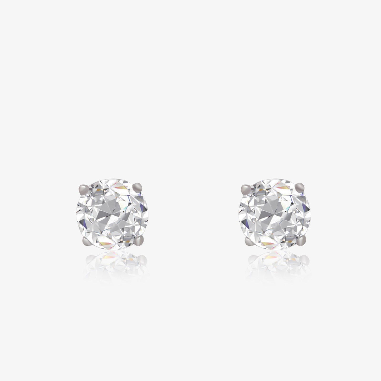 Cubic Zirconia Round Stud Earrings for Women – 925 Sterling Silver Rhodium Plated