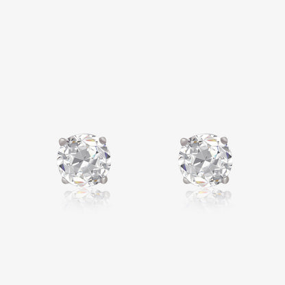 Cubic Zirconia Round Stud Earrings for Women – 925 Sterling Silver Rhodium Plated