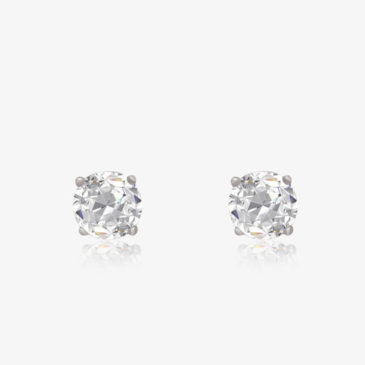 Cubic Zirconia Round Stud Earrings for Women – 925 Sterling Silver Rhodium Plated