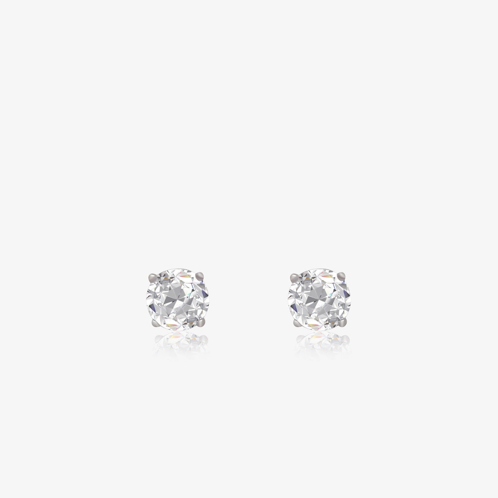 White Round CZ Earrings For Women – 925 Sterling Silver Rhodium Plated